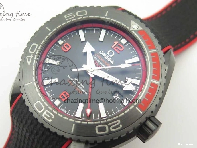 0209 Trendy Planet Ocean 45.5mm Deep Black red Real Ceramic VSF 1:1 Best Edition on Black Nylon Strap A8906 Super Clone 7986